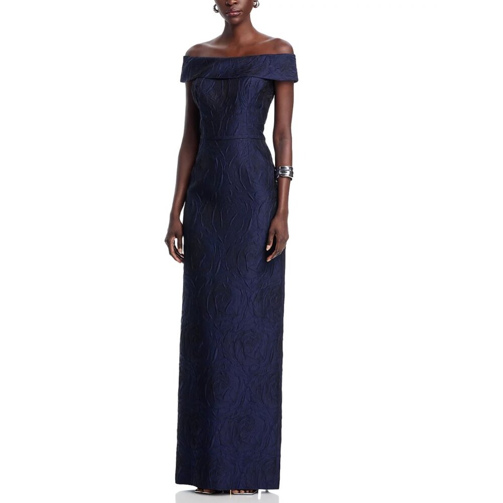 Off-Shoulder Navy Maxi Dress